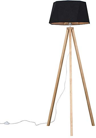 MiniSun | Modern Light Wood Tripod Design Floor Lamp with a Matt Black/Copper Geometric Shade | Floor Lamps & Torchieres, Home Décor & Improvement Essential