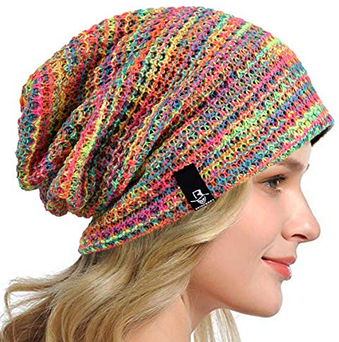 HISSHE Frauen Slouch Beanie Strickmützen Baskenmütze Skullcap Lange Baggy Winter Sommer Hüte B08w (Mutil Rosa)