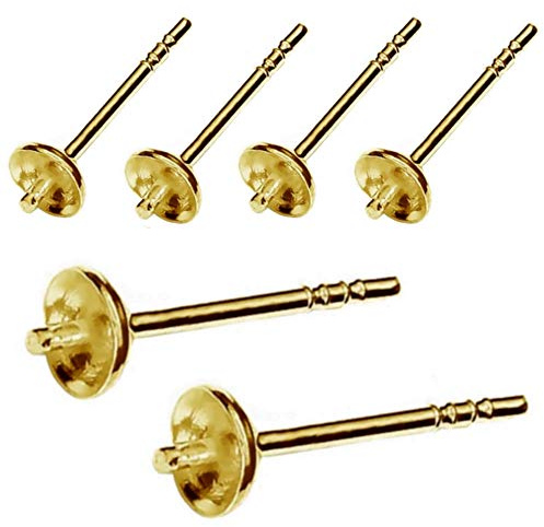 My-Bead 3 Paar Ohrstecker Rohlinge 925 Sterling Silber 24K vergoldet mit Ohrmuttern Schmuckherstellung basteln Steine und Perlen DIY