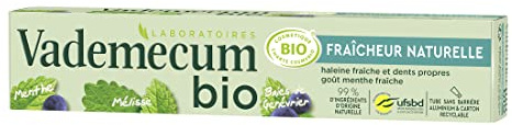 Vademecum - Bio-zertifizierte Zahnpasta – natürliche Frische – Geschmack frischer Minze – Bio-Grüntee-Extrakt – vegane Formel – 99% Inhaltsstoffe natürlichen Ursprungs – Tube mit 75 ml