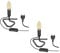 ledscom.de 2 Stück Tischlampe TRIN schwarz mit Stecker und Schalter inkl. E14 Lampe 458lm Vintage gold extra-warmweiß
