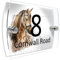 Colourbat Watercolour Animals Personalised Modern House number Sign Name and Number Street Wall Plaque (Horse head)
