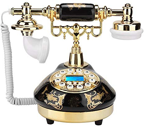 Retro Telefon, MS-9107 Festnetztelefon EuropäischesKeramik Schwarz Gold Blume Muster Europäisches Antike Telefon Home Decor Schreibtisch Telefon für Wohnzimmer, Schlafzimmer, Arbeitszimmer, Hotel