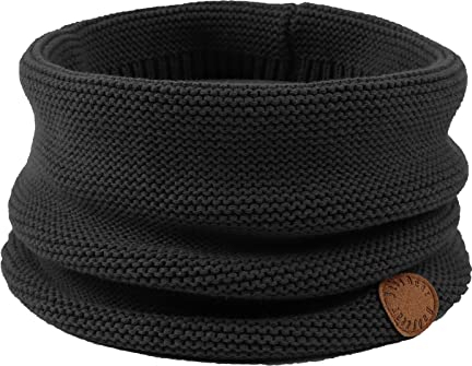 XIAOHAWANG Baby Schal Winter Strickschal Jungen Dick Warm Schlauchschal Mädchen Loop Schal Kinder Rundschal für 1-6Jahren (Schwarz)