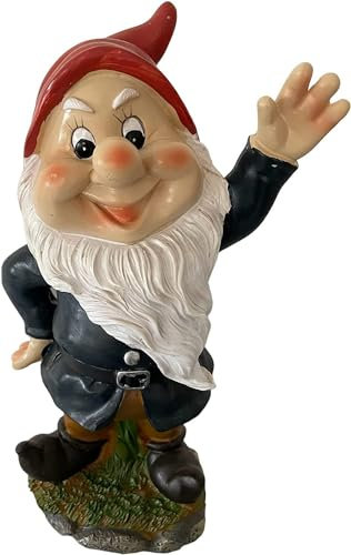 Decor Space Biancaneve ed i sette nani in poliresina da giardino nanetti per aiuola h 44 cm (Brontolo)