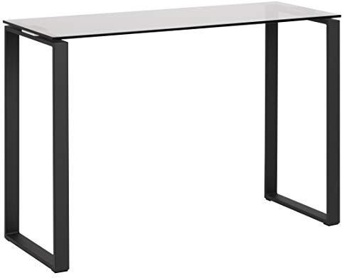 AC Design Furniture Jannis Konsolentisch mit Tischplatte aus Rauchglas und Schwarze Stahlsockel, Beistelltisch aus Gehärtetem Glas, Wohnzimmermöbel, Flurtisch, B: 110 x H: 76 x T: 40 cm