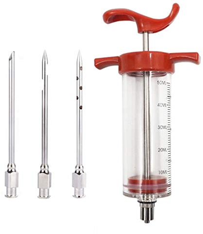 CHSEEO Siringa per Dolci, Siringa per Carne, Siringa per Marinatura con Aghi per Carne in Acciaio Inossidabile, Siringa Cucina per Cucinare Tacchino, Barbecue