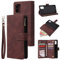 QLTYPRI Case for Samsung Galaxy A12 5G, Large Capacity Leather Wallet Case 6 Card Holder & 1 Zipper Pocket Kickstand Wrist Strap Magnetic Protective Cover for Samsung Galaxy A12 5G - Coffee Brown