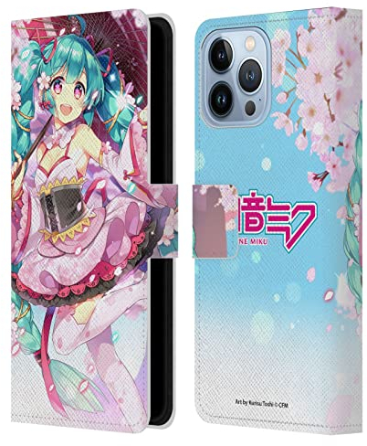 Head Case Designs Offizielle Hatsune Miku Sakura Grafiken Leder-Wallet-Hülle Kompatibel mit Apple iPhone 13 Pro Max