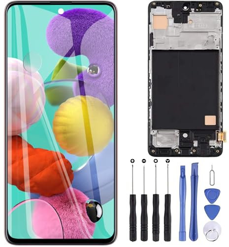 ZOETEC OLED Bildschirm Ersatz für Samsung Galaxy A51 SM-A515 6,5 Zoll LCD Bildschirm Digitizer Komplette Montage mit Rahmen Reparatur Werkzeugset
