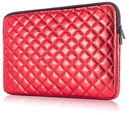Puffy Laptop Sleeve 11 12 13 13.3 14 15 15.6 inch Case Protective Bag Quilted PU Leather Lined Padded