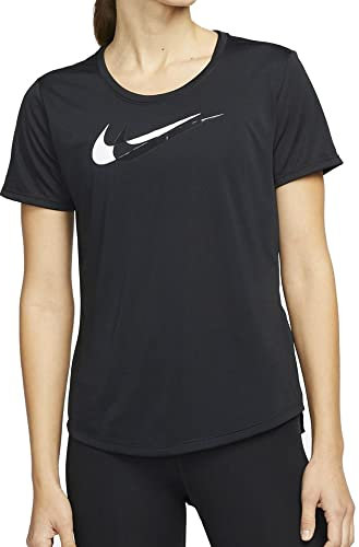NIKE Women's Run T-Shirt, Black/White, S