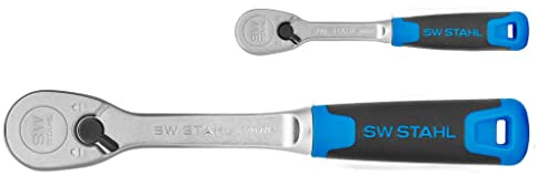 SW-Stahl 06096L Umschaltknarrensatz 2-teilig I 1/4 und 1/2 Zoll Ratsche bis zu 1.075 Nm I High Torque Ratschenset I feinverzahnt mit 90 Zähnen