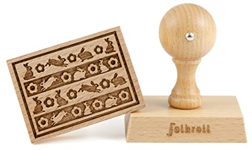 Folkroll Keksstempel Hasenwiese, 70x50 mm, Cookiestempel, Backstempel, Keks, Stempel, Motiv, Buchenholz, 336755