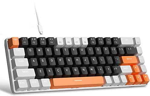 MageGee Portable 60% Gaming Mechanical Keyboard, Minimalist MK-Box Ice Blue Backlit Compact 68 Keys Wired Office Keyboard with Blue Switch for Windows Laptop PC Mac Convenient(Carbon White