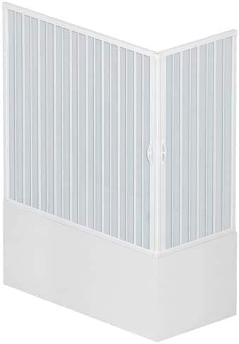 Box Doccia per Vasca Sopravasca A Soffietto 2 Lati Apertura Angolare Riducibile Colore Bianco Pastello Modello Simply (70x160)