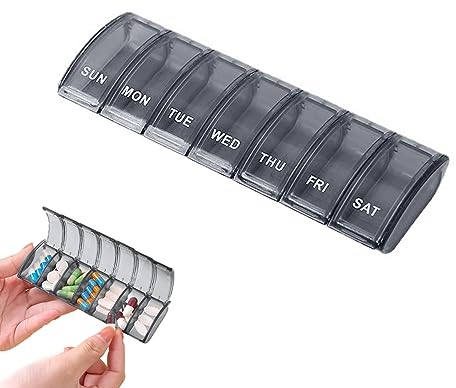 Jaimela Tablettenbox 7 Tage, Pillendose 7 Tagemedikamentenbox, Leicht Zu Öffnen, für Vitamine, Nahrungsergänzungsmittel und Medikamente (Blau)