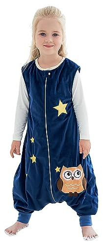 XQ&XG Baby Schlafsack mit Füßen 1.5 Tog,Babyschlafsack mit Beinen,Kinderschlafsack für mädchen und Junge,Eule,5-6 Jahre