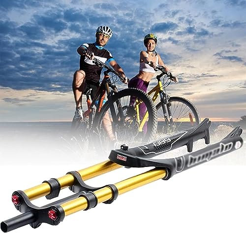 MAXCBD Fourches à Suspension de vélo Fourche Avant Droite VTT de Descente Fourche VTT 1-1/8 Frein à Disque Fourche pneumatique 170mm Voyage (Color : Gold, Size : 27.5inches)