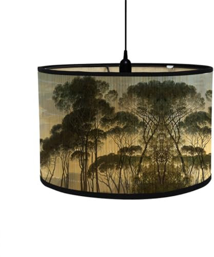 Abat-Jour en Bambou Style Vintage Artisanat, Diamètre 30cm, Pour Lampe de Table, Chevet, Lampadaire, Sur Pied (Forêt)