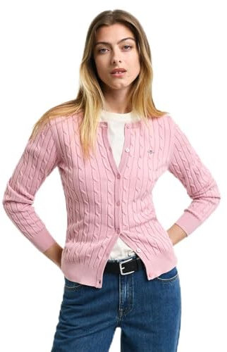 GANT Damen Stretch Cotton Cable Cardigan Strickjacke, Dusty PINK, L