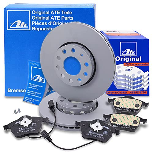ATE Bremsenset Vorderachse inkl. Bremsscheiben vorne Ø 288 mm und Bremsbeläge vorne + Verschleißkontakt Kompatibel mit AUDI A4 (8D2, 8D5, 8E2,8E2), SEAT EXEO (3R2), EXEO ST (3R5), SKODA SUPERB 1 (3U4)