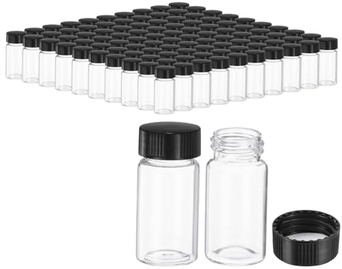 PATIKIL 20ml Clear Glass Vials, 100 Pack Sample Vials with Screw Cap Reagent Media Bottle Leak-Proof Liquid Sample Glass Vial for Lab Laboratory Storage