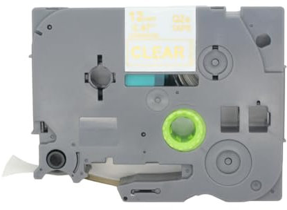 BROVACS 1 Packung Gold auf Transparent Laminiertes Etikettenband Kompatibel mit Brother P-Touch Etikettendrucker TZ 134 TZe 134 12mm 1/2 OPA4134