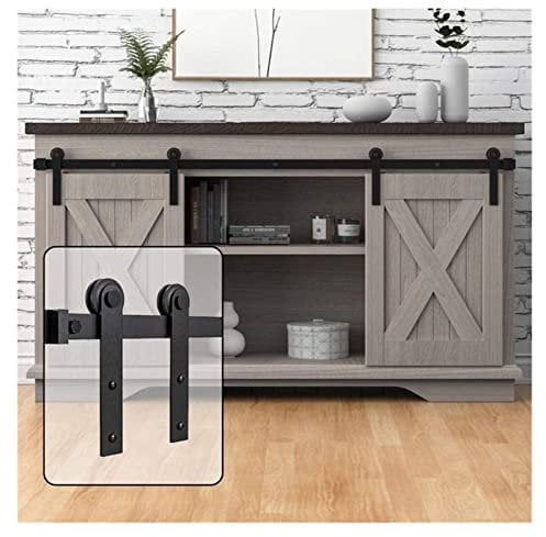 Drawer Runners Sliding Door Hardware Drawer Slides Kit for Double Door TV Stands Wardrobe Cabinets Furniture Slide Draw Sliders (Color : China, Size : Double Door)