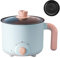 Hot Pot Electric, Elektrischer Kochtopf Mit Dampfgarer, Ramenkocher, Schnellnudelkocher, Antihaftbeschichteter Mini-Elektrokocher Für Eiernudelsuppe, Brei(Silver inner liner)