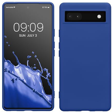 kwmobile Hülle kompatibel mit Google Pixel 6a Hülle - gummierte TPU Silikon Handyhülle - Schutzhülle für kabelloses Laden - Case in Baltik Blau