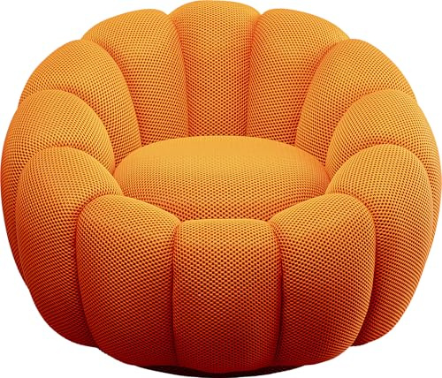 Kare Design Drehsessel Peppo Bloom, Orange, 40 cm Sitzhöhe, Polstersessel, Relaxsessel, 360 Grad Drehbar, Wohnzimmer, 68x94x94 cm (H/B/T)