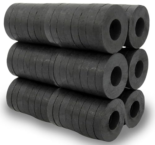 100 Stück Ringmagnet, Ø 17.5 mm x 7.5mm x 3 mm Ferrit Ringmagnet mit Loch, Magnetring strapazierfähig Ringmagnete Magnet Scheibe mit Loch Ring für Industrie, DIY, Basteln, Wissenschaftsprojekte