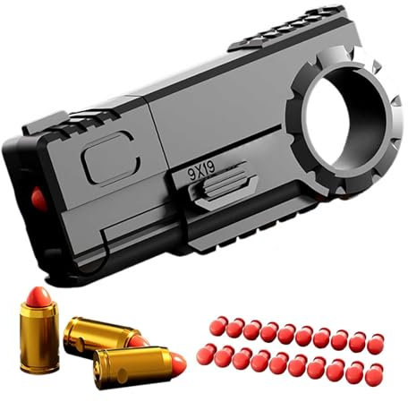 Nouveau Style Anti-Stress Pistolet +20 Balles Souples - Mini Jouet EDC Alliage Multifonction (Noir)