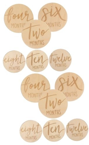 BESTonZON 12 Stk -Monatskarte neue Babykarte monatliche Meilenstein-Discs monatskarten monate karten Etiketten Monatliches Meilensteinschild für -Requisite hölzern