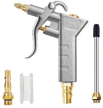 Air Blow Gun - Nozzle Duster Blower Gun Cleaner with Extension Nozzle, 1/4 NPT & 1/4 BSP High-Pressure Pistol-Grip Connector Pneumatic, Air Compressor Tools Accessories