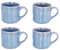 4er Set Steingut Becher 350ml Tasse Blau Kaffeetassen Modern Design Küche Kaffeepott Teetasse