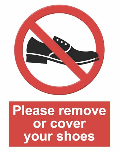 Please Remove or Cover Your Shoes Sign Adhesive Sticker 160mm x 125mm