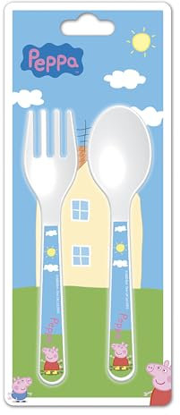 Barbo Toys Peppa Wutz Mealtime Set – Für Babys, Kleinkinder und kleine Kinder – Besteckset mit Löffel und Gabel für Kinder – Offizielles Peppa Wutz