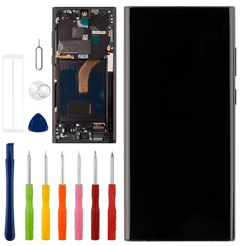Vvsialeek Écran tactile LCD de rechange compatible avec Galaxy S22 Ultra [6,8] SM-S908B, SM-S908B/DS, SM-S908U, SM-S908U1 avec fonction d'empreintes digitales Toolkit