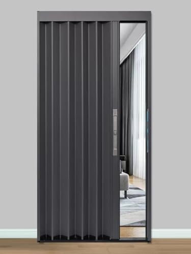 Puerta de acordeón plegable de color gris para interior, puerta corredera plegable para puerta, baño, ducha y divisor de habitación, panel de aluminio disponible en varios tamaños (24 60 pulgadas)