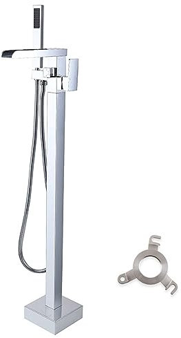 Modernes freistehendes Duschsystem aus Chrom mit 360° schwenkbaren Wasserfallarmaturen
