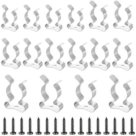 16 Pcs Spring Clips Metal, High Elastic Wall Mounted Clips, Tool Holder Clips 13mm/15mm/19mm/25mm, Durable Tool Spring Terry Clips for Garages Sheds Yards Cupboards