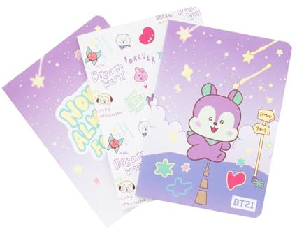 Grupo Erik 3er Pack BT21 The Journey Mang Notizbücher A6 - Notizbuch klein - 1 Notizbuch Liniert, 1 Dotted und 1 Blanko - Notizblock Tagebuch Heft A6 - Kawaii Schulsachen Geschenke