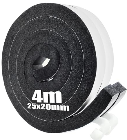 sturiz 2pcs Moosgummi Dichtungsband Dichtband Selbstklebend 25mmx20mmx2m Schaumstoff Klebeband Schaumstoffband Dämmband Selbstklebend Moosgummidichtung Dichtungsstreifen für Fenster Türdichtung