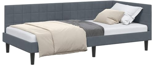 vidaXL VitaXL Corner Bed in Velvet for Modern Rooms Space Saving Wall Mounted