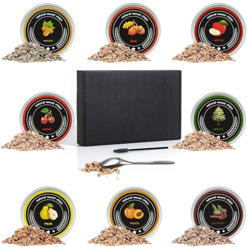 Whiskey Smoking Wood Chips, 8 Flavours for Cocktails, Rum and Bourbon | Eight Wood Flavours add Rich Smoky Aroma to Whiskey, Cocktails, Rum, Bourbon and Other Classic Drinks