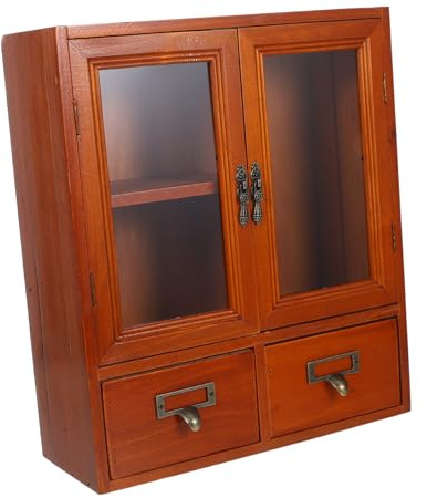 TOPPERFUN Braun Wandschrank Hängend Vintage mit Doppeltüren | Große Kapazität, Feine Verarbeitung, Einfach Montierbar, Platzsparend, für Zuhause und Wohnzimmer