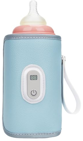 Bottle Warmer - Portable Milk Warmer, Constant Temp Warming Sleeve, Digital Display Milk Bottle Warmerr For Boy Girl Dad Parent Home Nursery Long Trip Travel Winter Outing, bleu, Consulte
