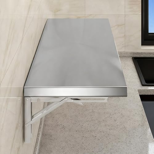 Generisch Klappbarer Wandtisch, Klapptisch Wand Esstisch Edelstahl, Wandklapptisch Für Kleine Räume, Schwimmender Schreibtisch, Faltbarer Küchentisch(50x25cm/20x10in)